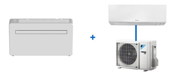 Airco zonder buitenunit samen met single-split aircosysteem